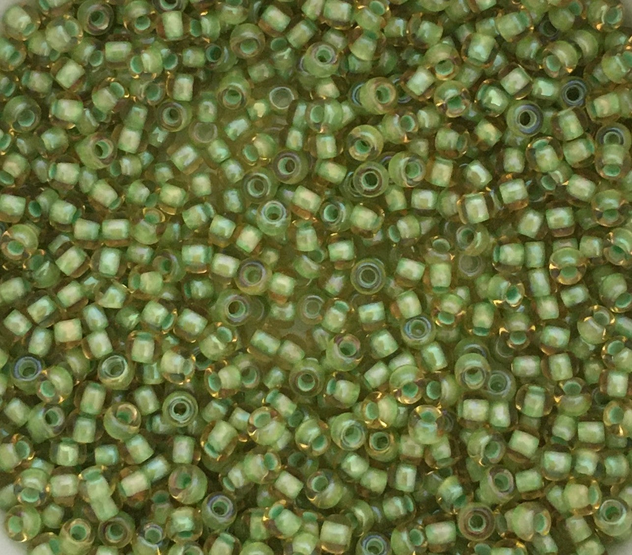 Toho Seed Beads size 11/0 Jonquil/May Green-lined TRD-946