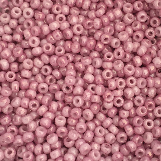 Toho Seed Beads size 11/0 White Opaque /Pink Marble TRD-1200