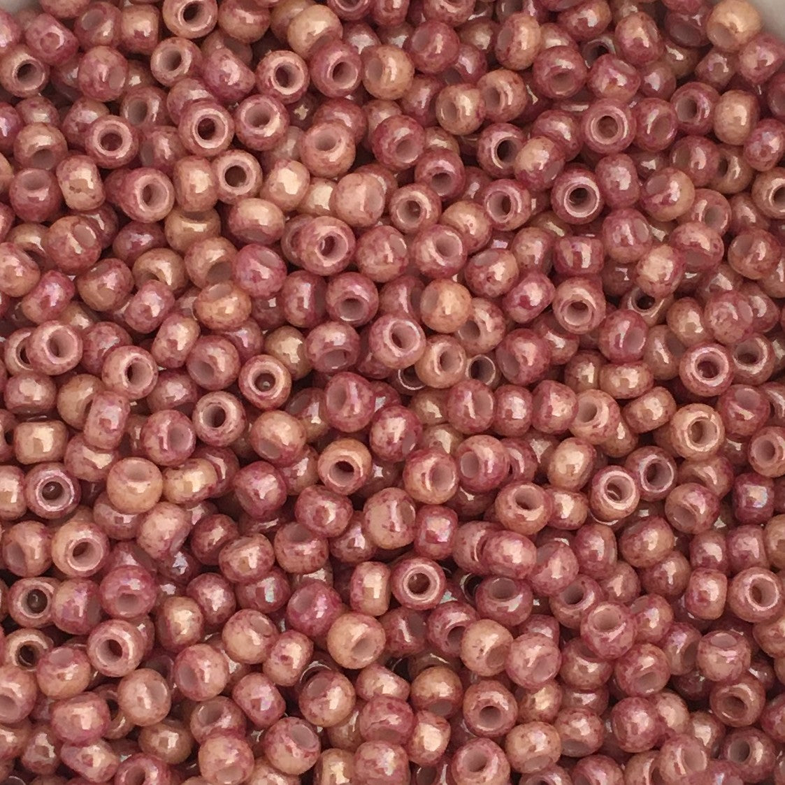 Toho Seed Beads size 11/0 Beige Opaque /Pink Marble TRD-1201