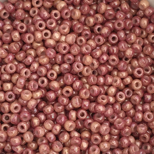 Toho Seed Beads size 11/0 Beige Opaque /Pink Marble TRD-1201