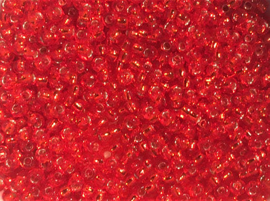 Toho Seed Beads size 11/0 Silver-lined, Light Siam Ruby TRD-25