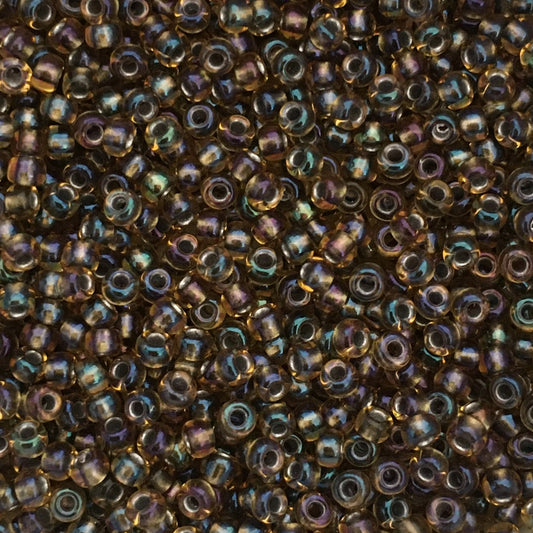 Toho Seed Beads size 11/0  Black-lined Smokey Topaz Rainbow TRD-281