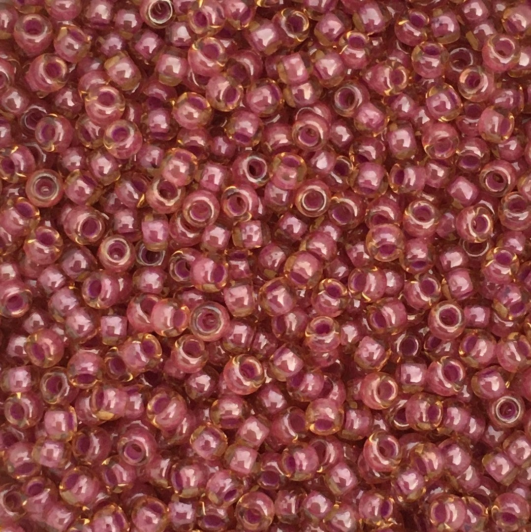 Toho Seed Beads size 11/0 Light Topaz/Pink-lined TRD-960