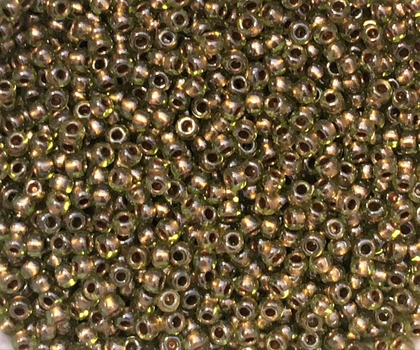 Toho Seed Beads size 11/0 Gold-lined Peridot TRD-991